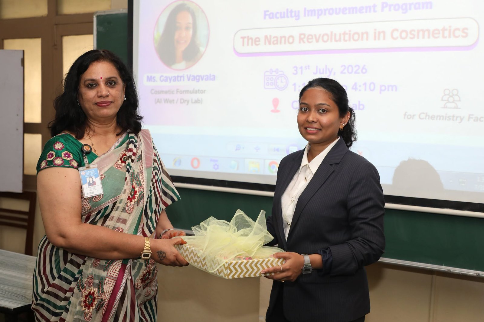 The Department of Chemistry conducted a Faculty Improvement Program titled "A Nano Revolution in Cosmetics".