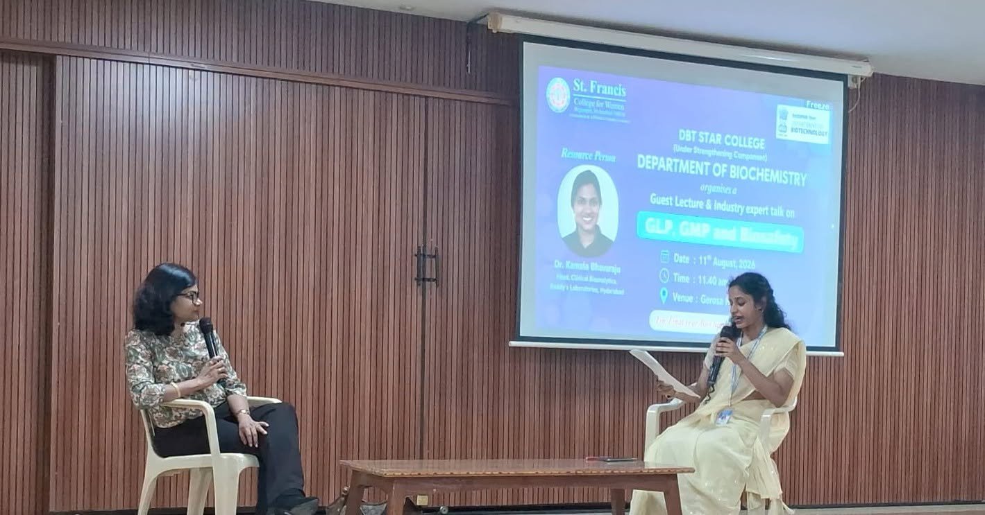 The Department of Biochemistry organised an insightful guest lecture titled ‘GLP, GMP and Biosafety’ under the DBT STAR program.