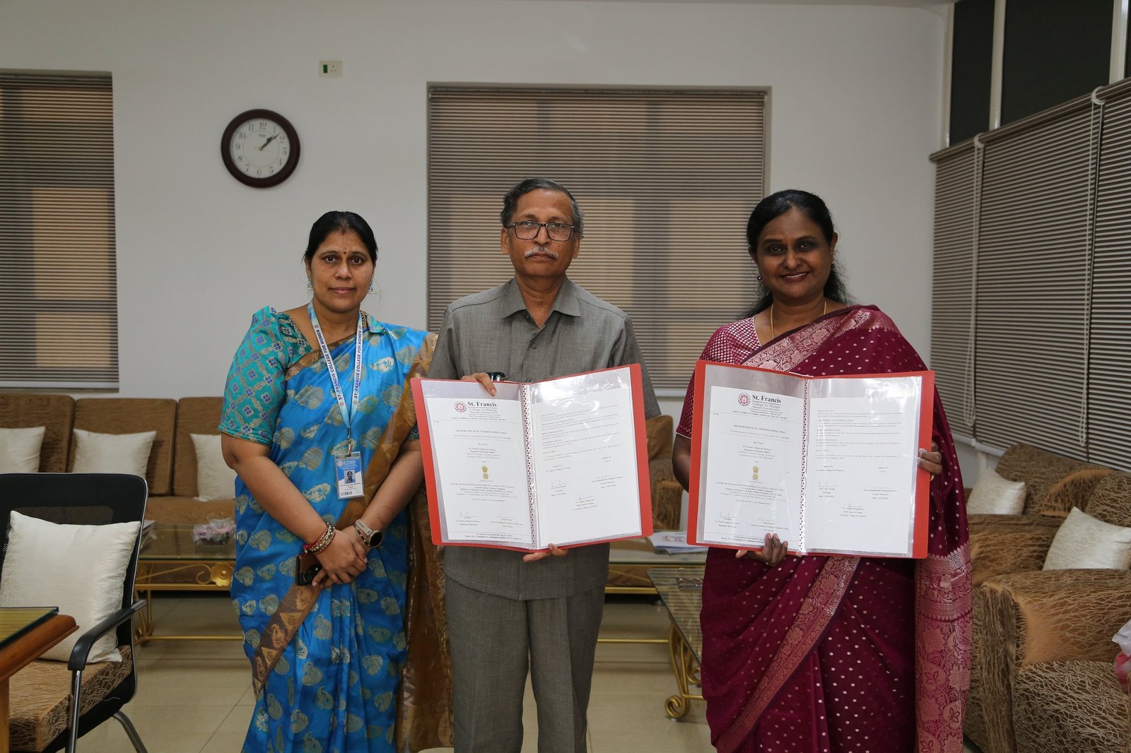 The Department of Telugu of St. Francis College for Women signed a Memorandum of Understanding (MoU) with the Centre of Excellence for Studies in Classical Telugu, functioning under the Central Institute of Indian Languages.